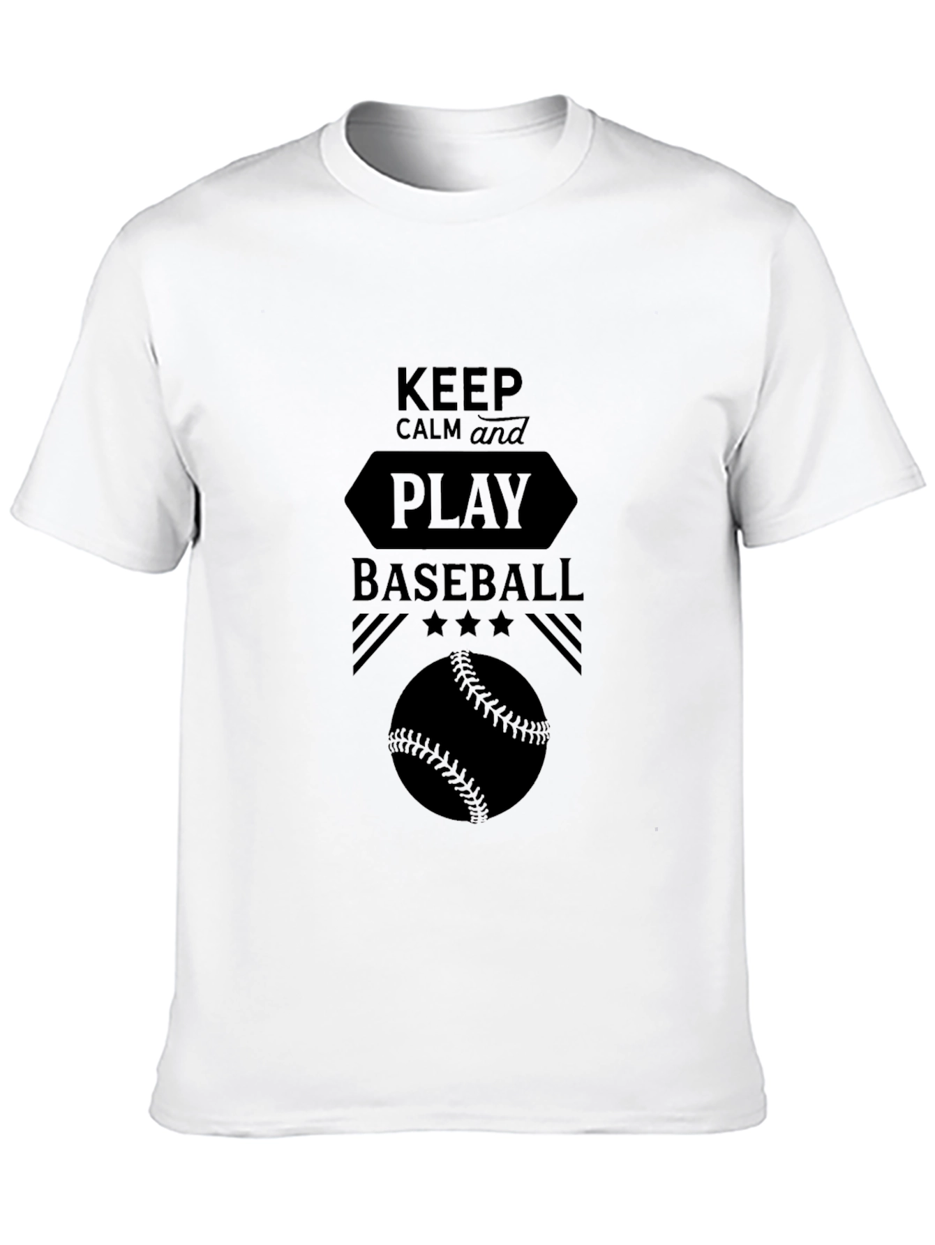 Keep Calm and Play Baseball Black T-Shirt