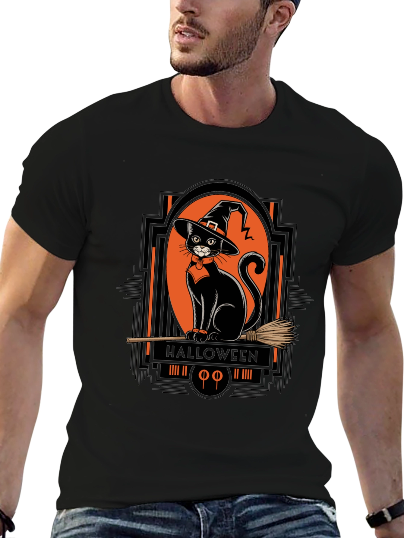 Halloween Black Cat Witch T-Shirt