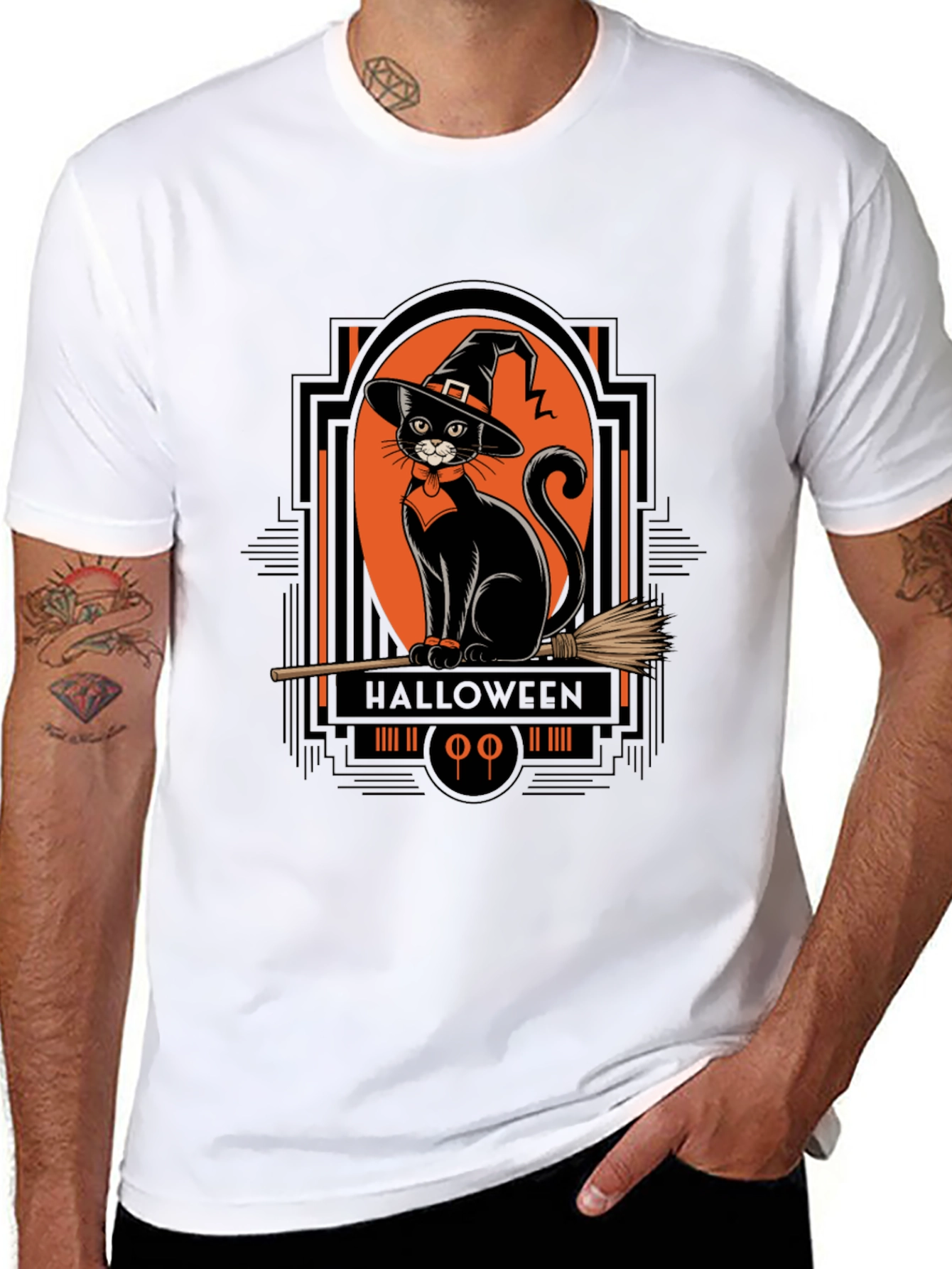 Halloween Black Cat Witch T-Shirt