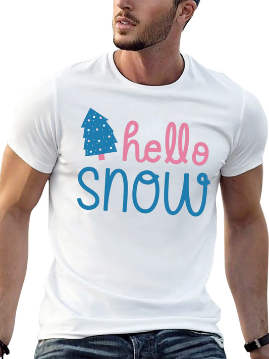 Hello Snow Graphic Tee - Festive Winter Shirt