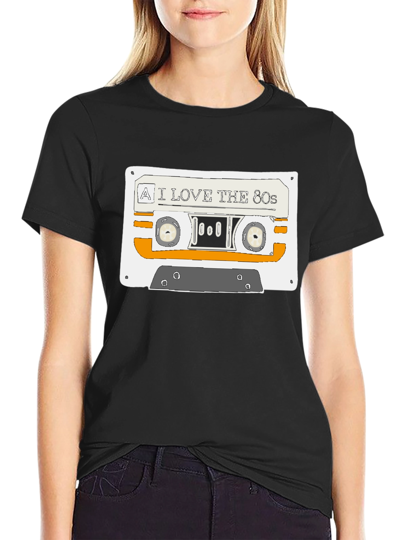 I Love the 80s Cassette Graphic Tee - Black