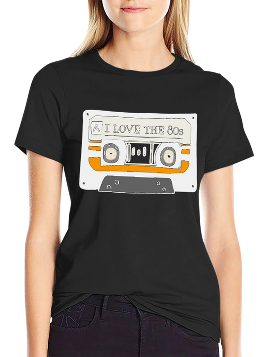 I Love the 80s Cassette Graphic Tee - Black