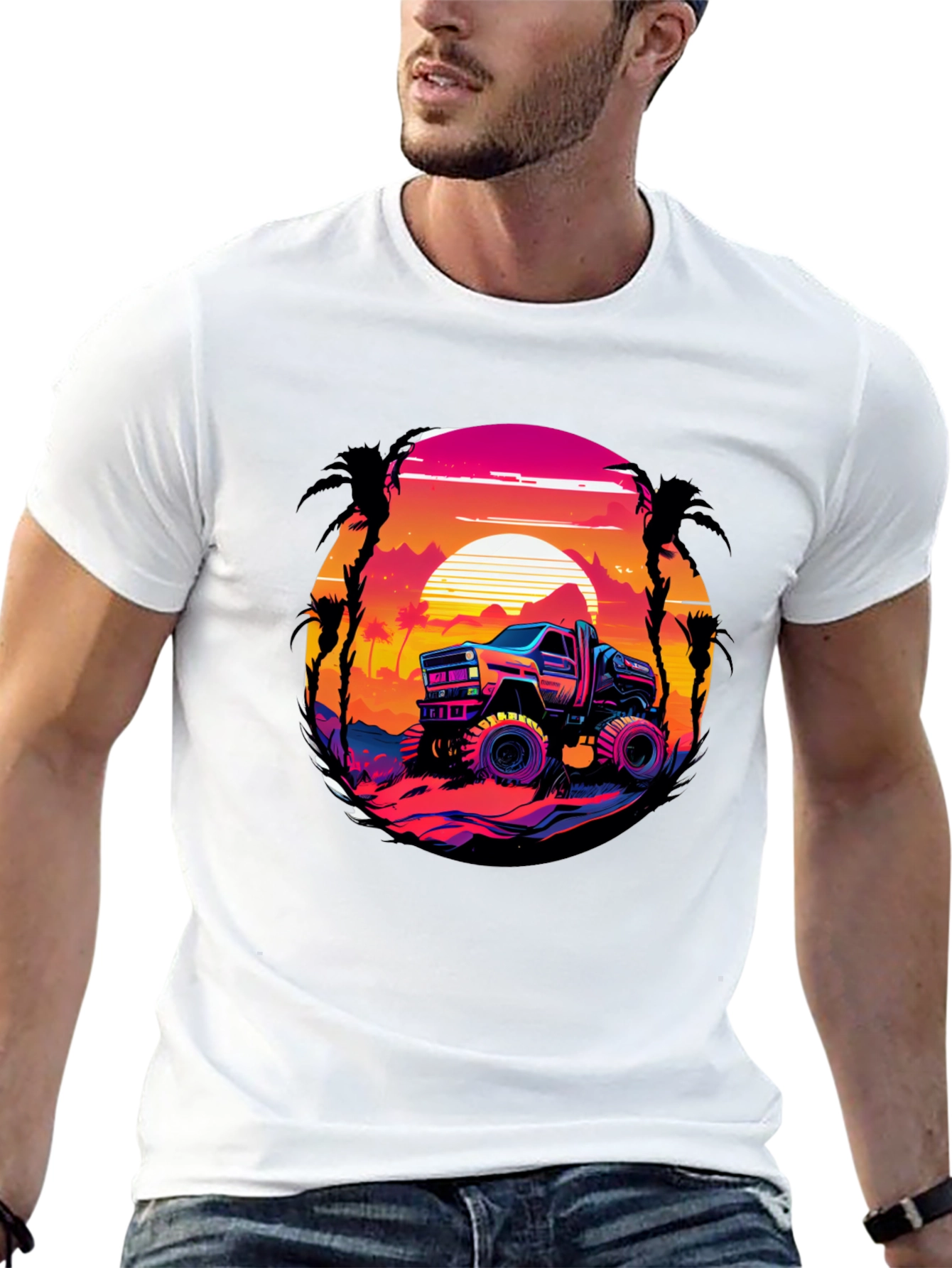 Retro Truck Graphic Tee - Sunset Drive