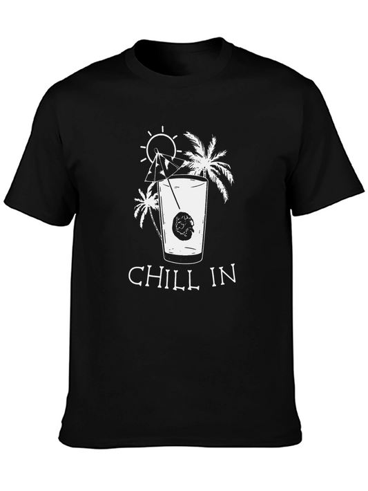 Chill In Graphic T-Shirt - Black Casual Style