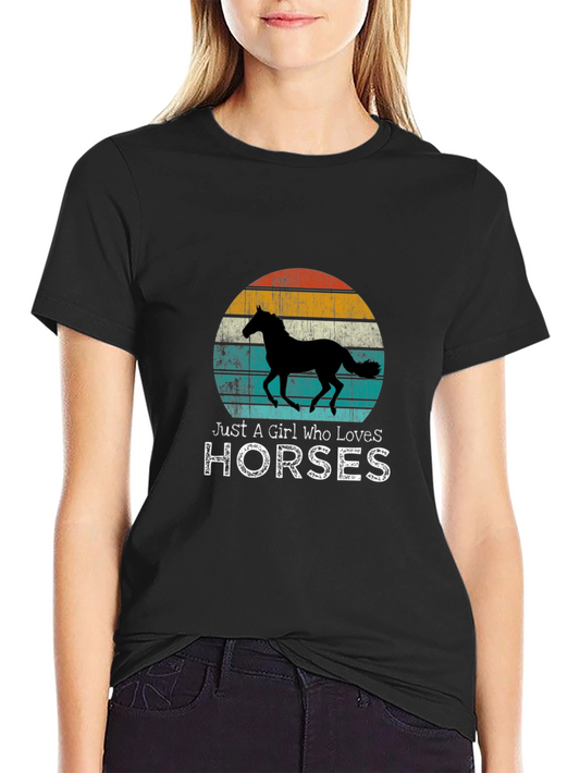 Horse Lover T-Shirt - Vintage Sunset Design
