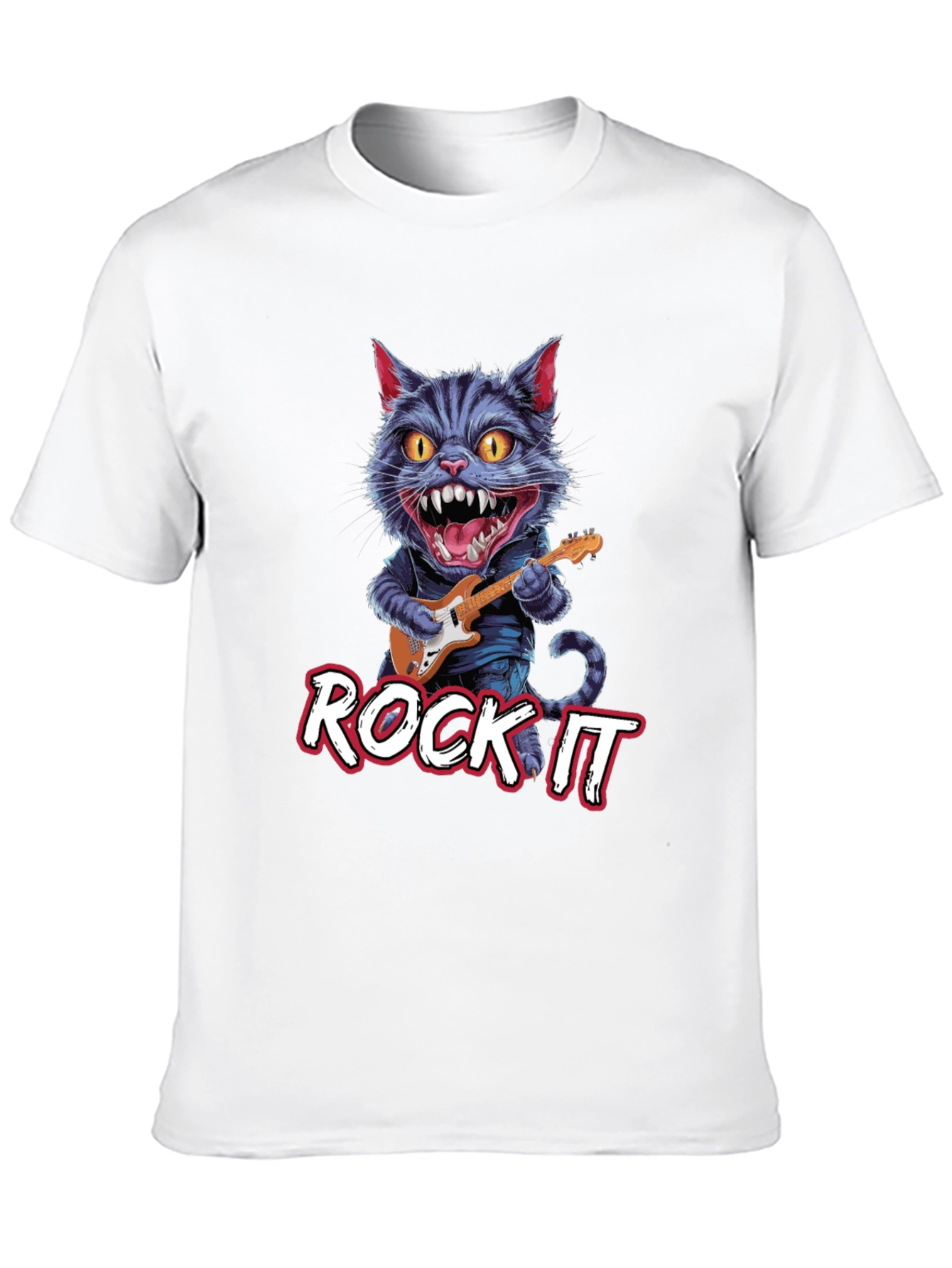 Rock It Cat Graphic Tee - Black