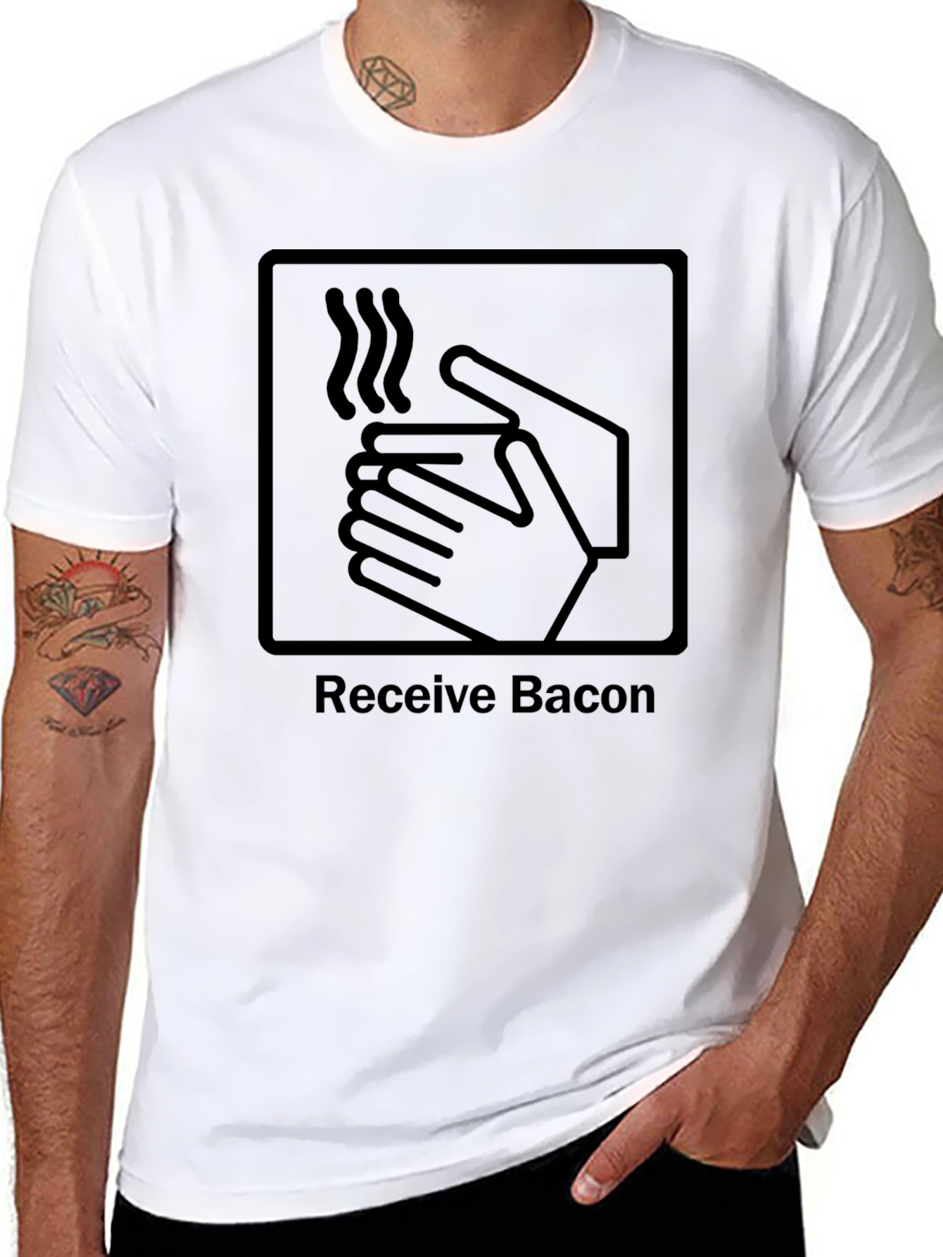 Receive Bacon Graphic Tee - Funny Food Lover Shirt