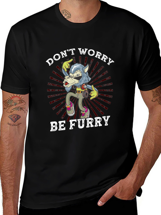 Dont Worry Be Furry Black T-Shirt