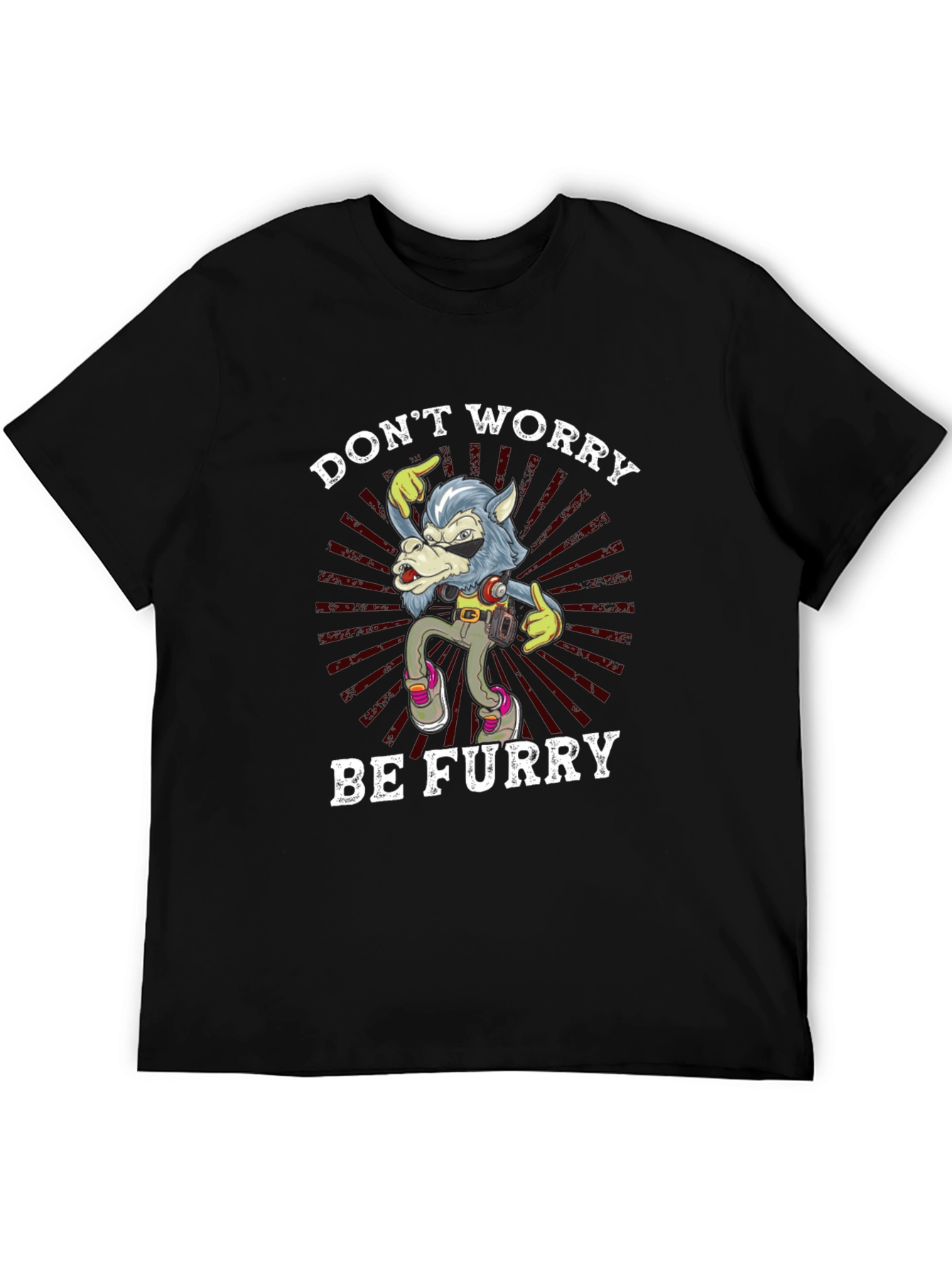 Dont Worry Be Furry Black T-Shirt