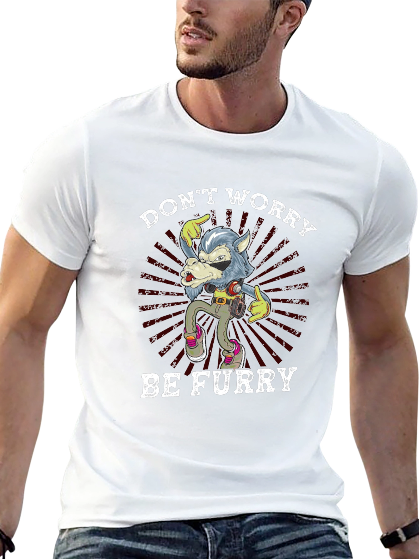 Dont Worry Be Furry Black T-Shirt