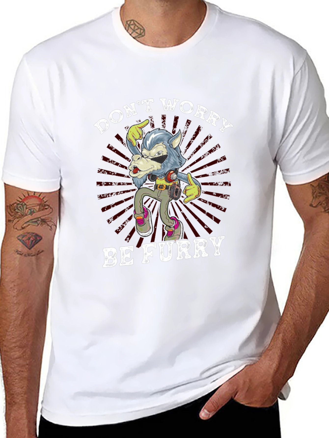 Dont Worry Be Furry Black T-Shirt