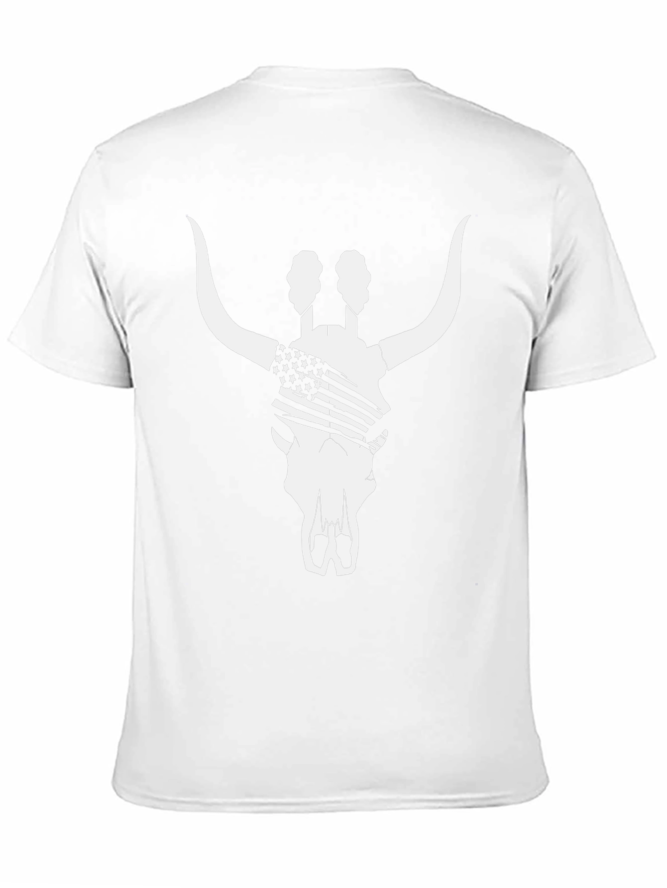 American Flag Bull Skull T-Shirt - Black