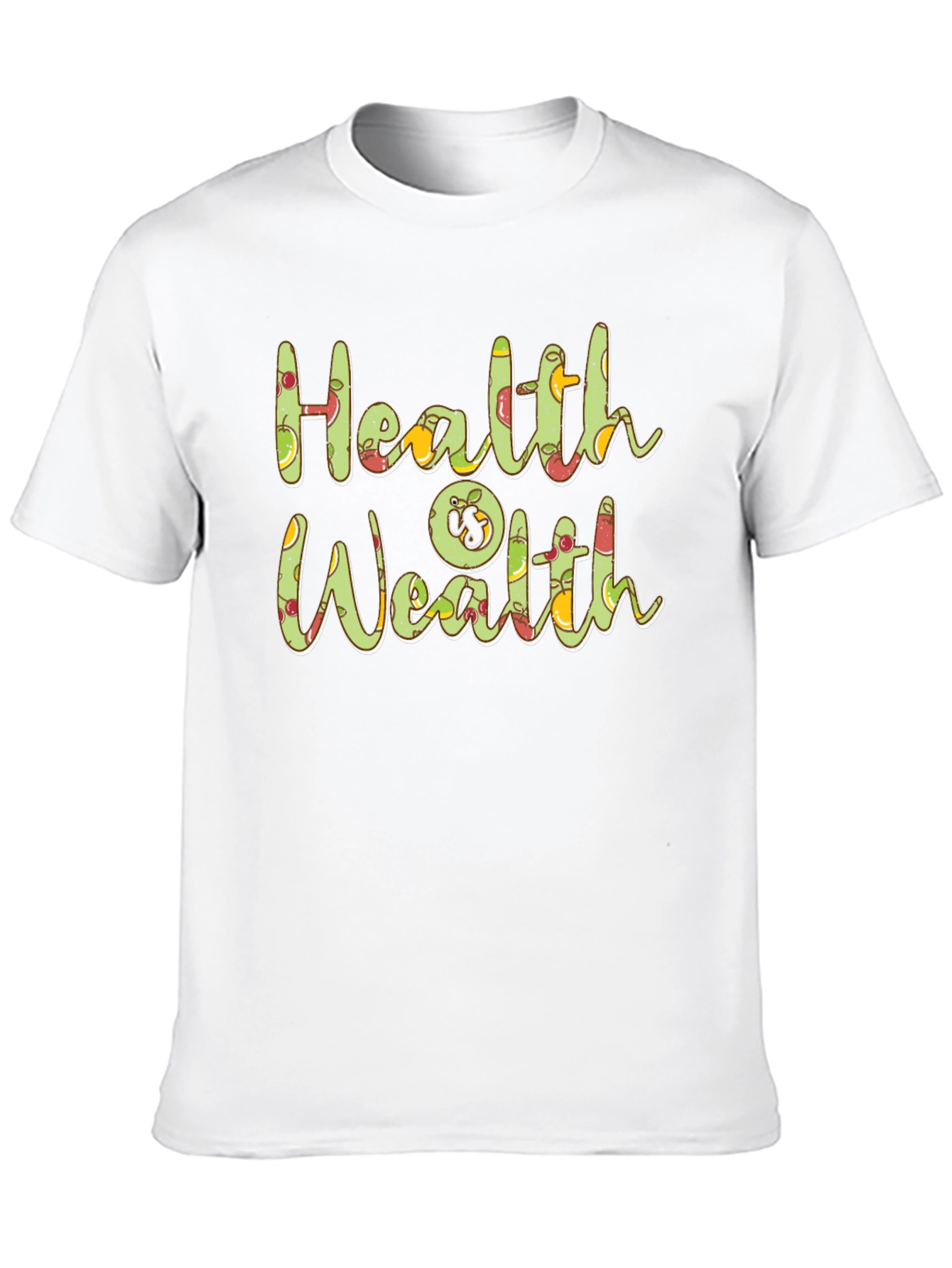 Health is Wealth Fruit Graphic Black T-Shirt