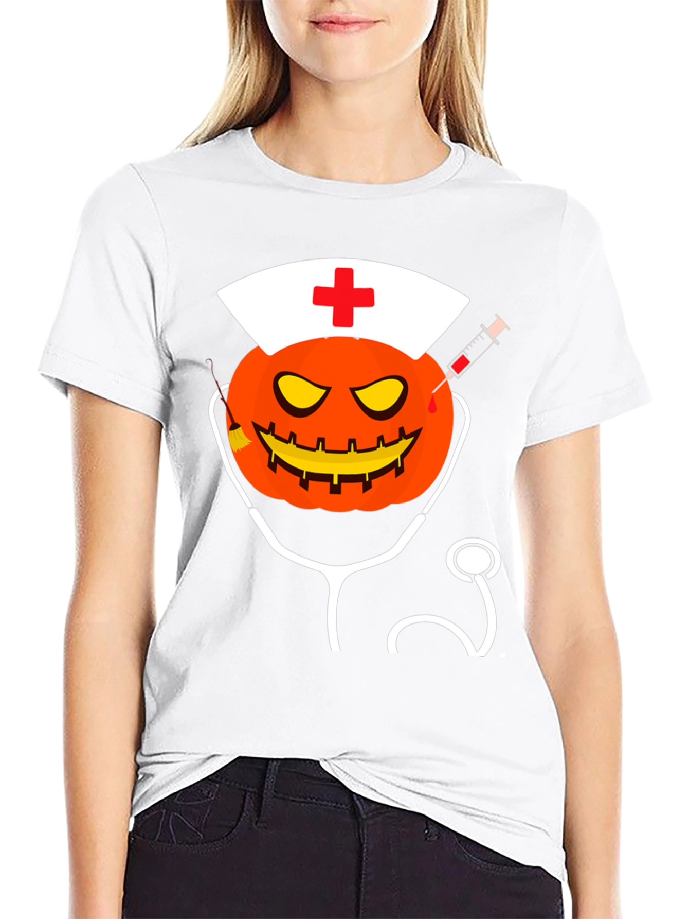 Halloween Nurse Pumpkin T-Shirt
