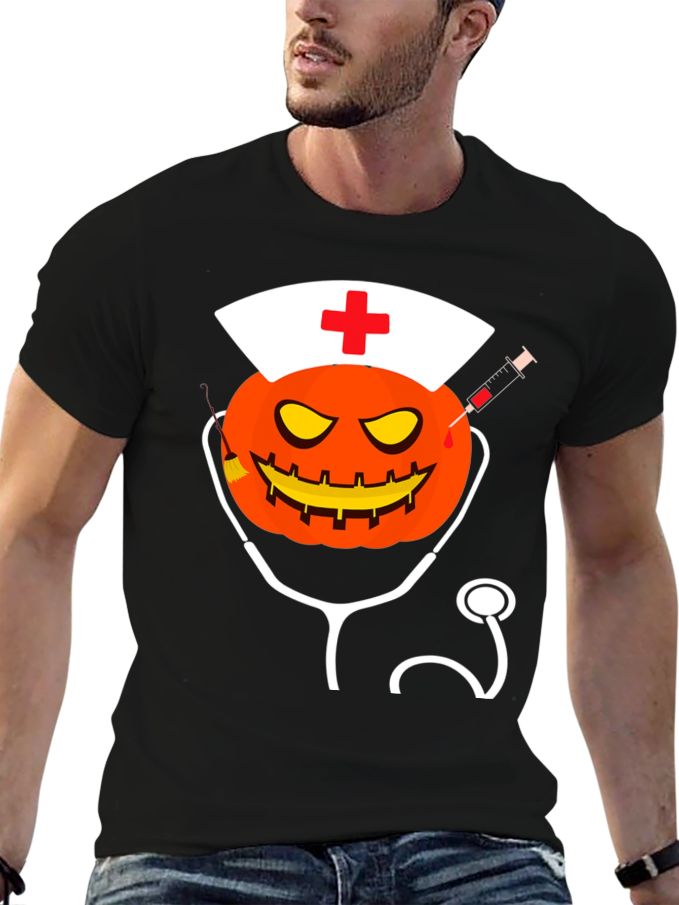 Halloween Nurse Pumpkin T-Shirt