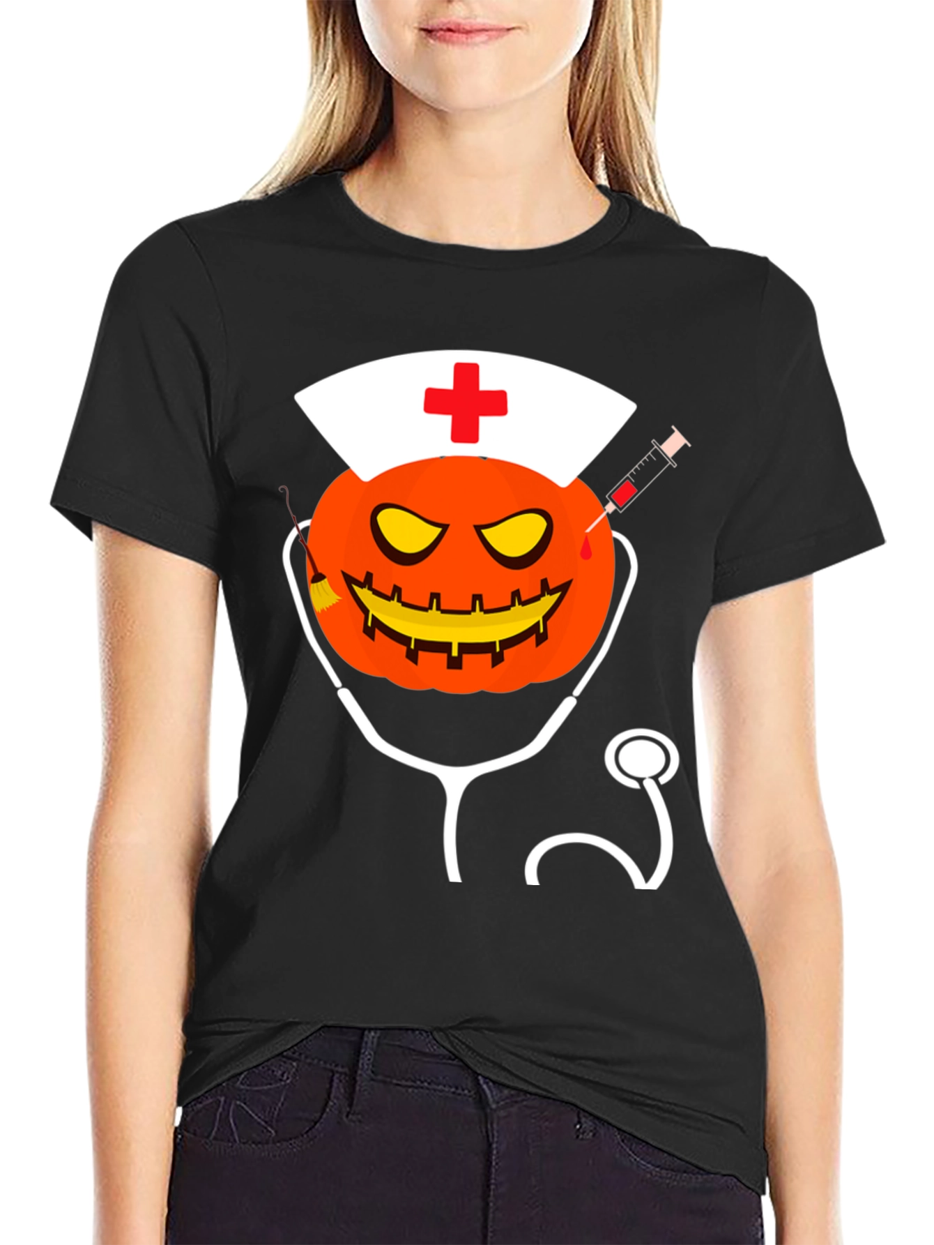 Halloween Nurse Pumpkin T-Shirt