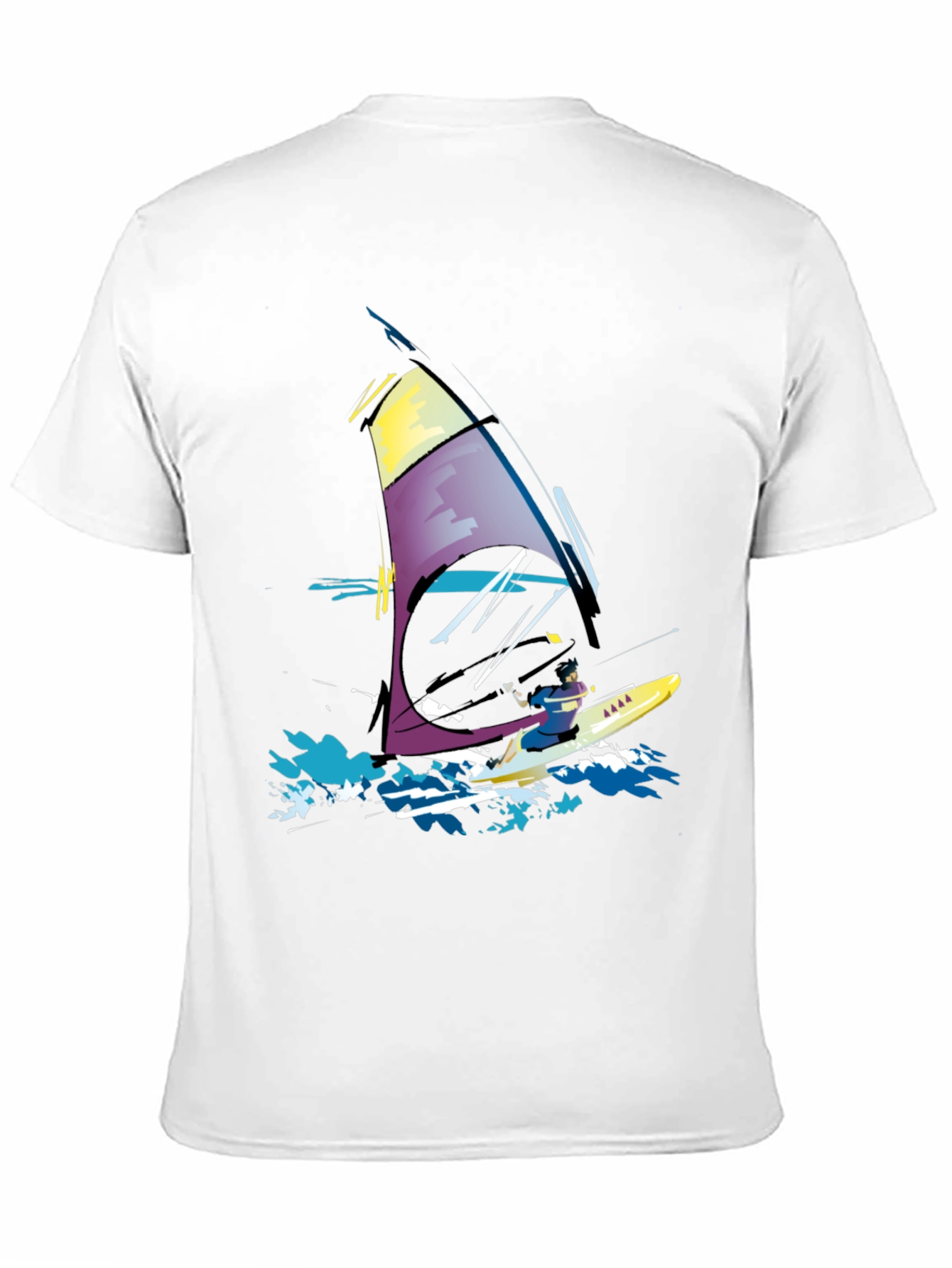 Windsurfing Graphic Tee - Black Cotton T-Shirt