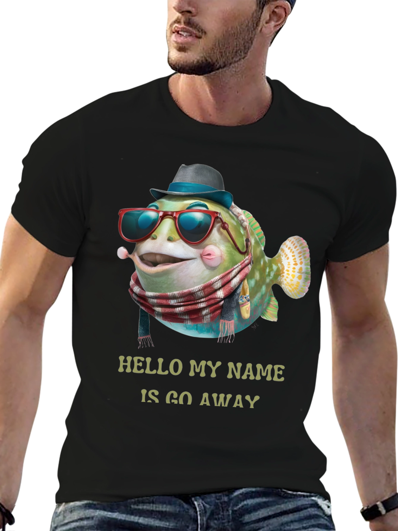 Go Away Fish Graphic T-Shirt