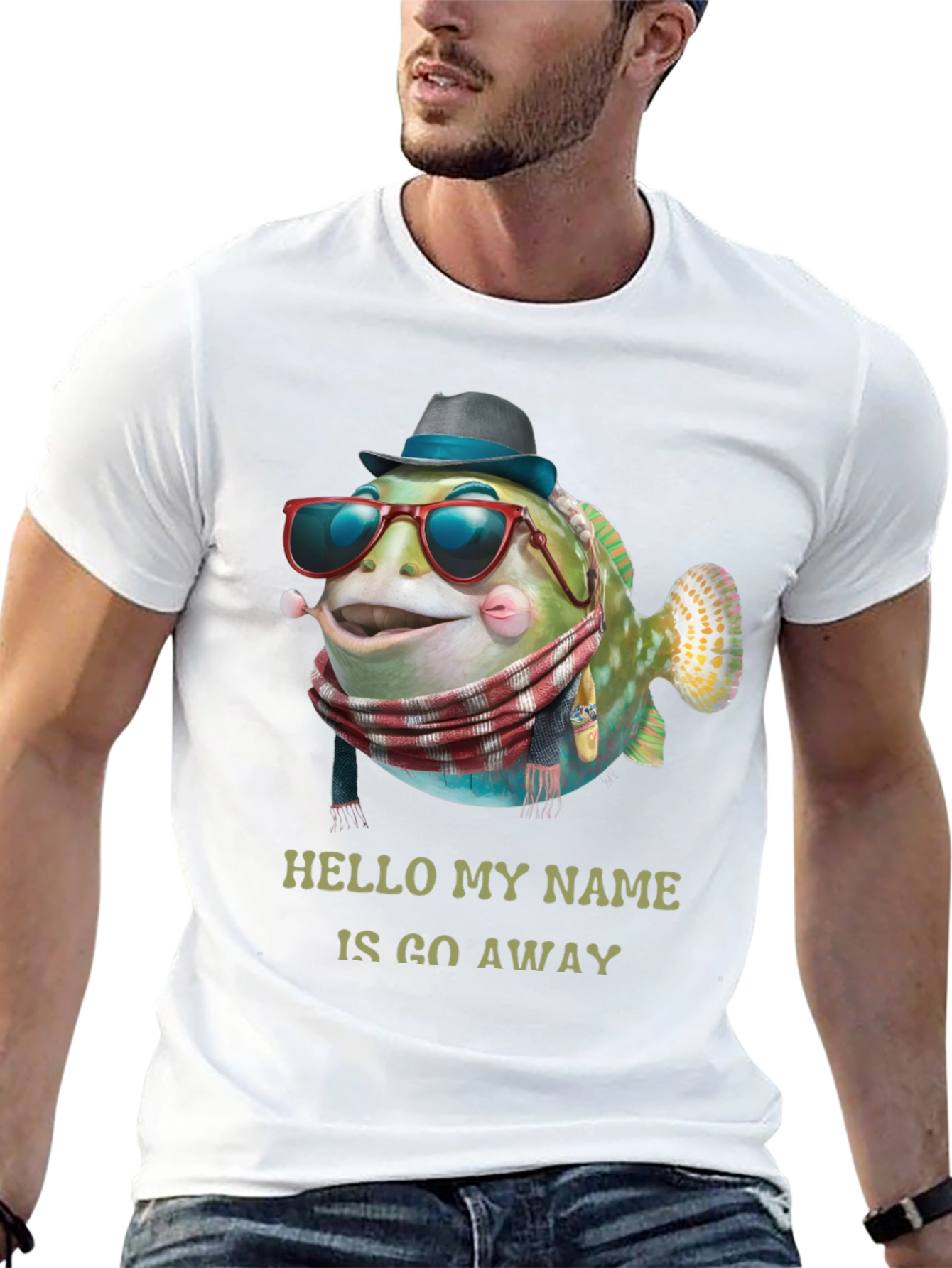 Go Away Fish Graphic T-Shirt