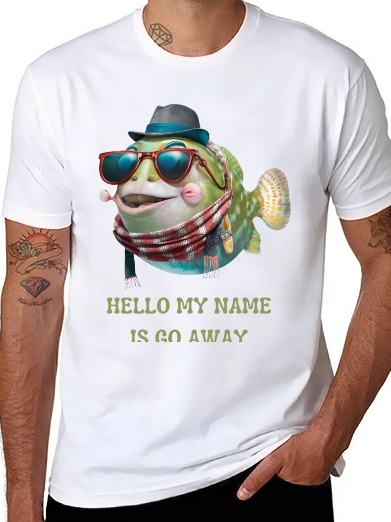 Go Away Fish Graphic T-Shirt