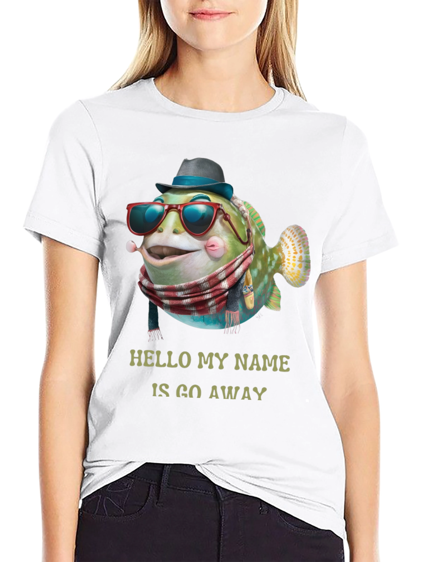 Go Away Fish Graphic T-Shirt