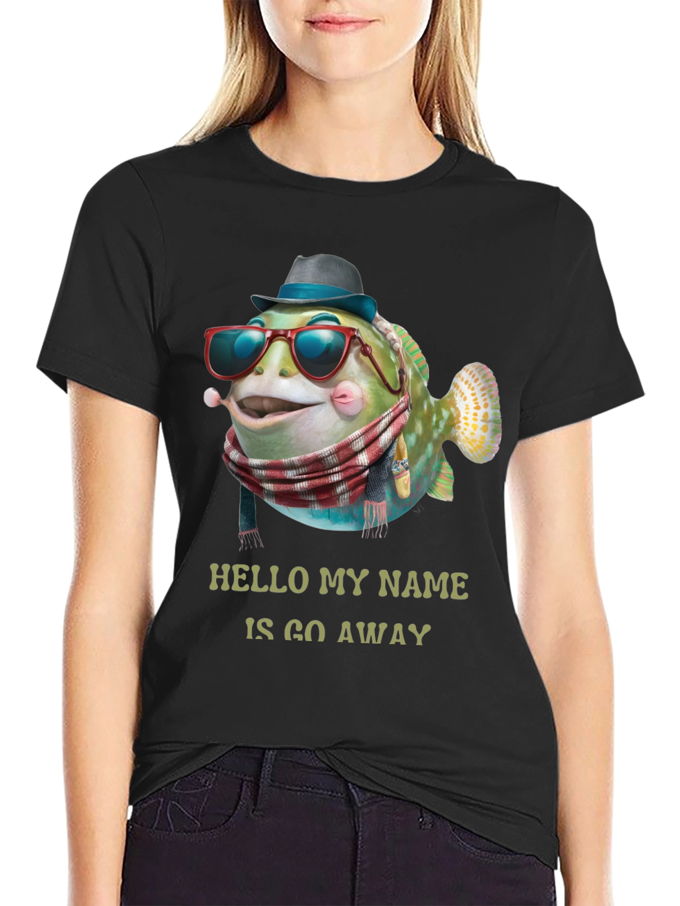 Go Away Fish Graphic T-Shirt