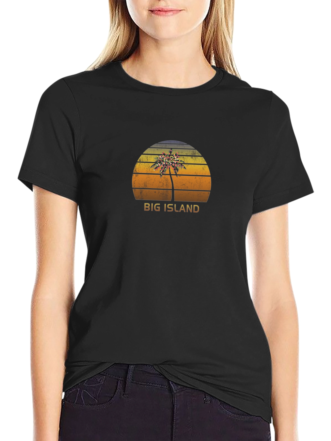 Big Island Palm Tree Graphic Tee - Black T-Shirt