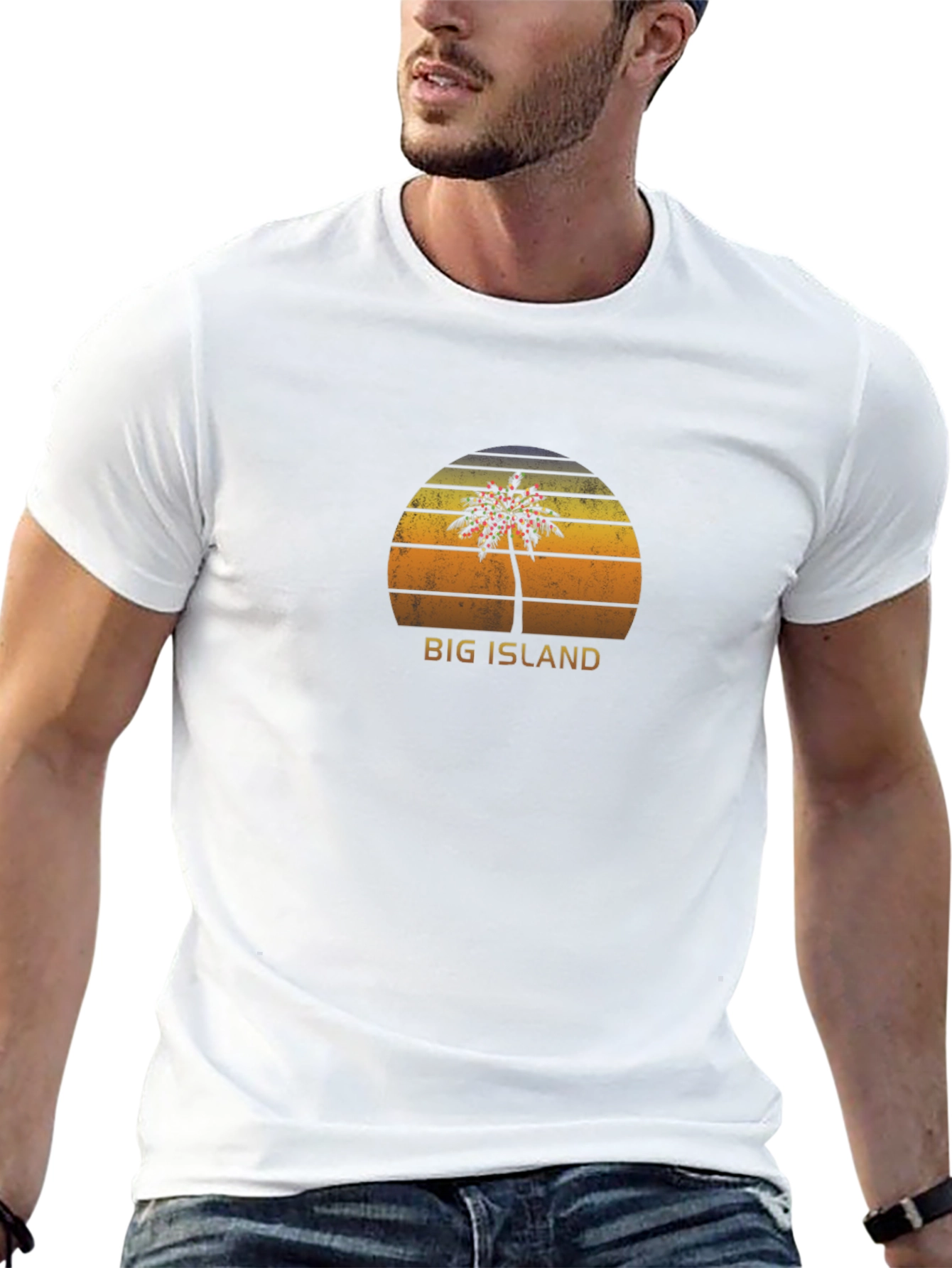 Big Island Palm Tree Graphic Tee - Black T-Shirt