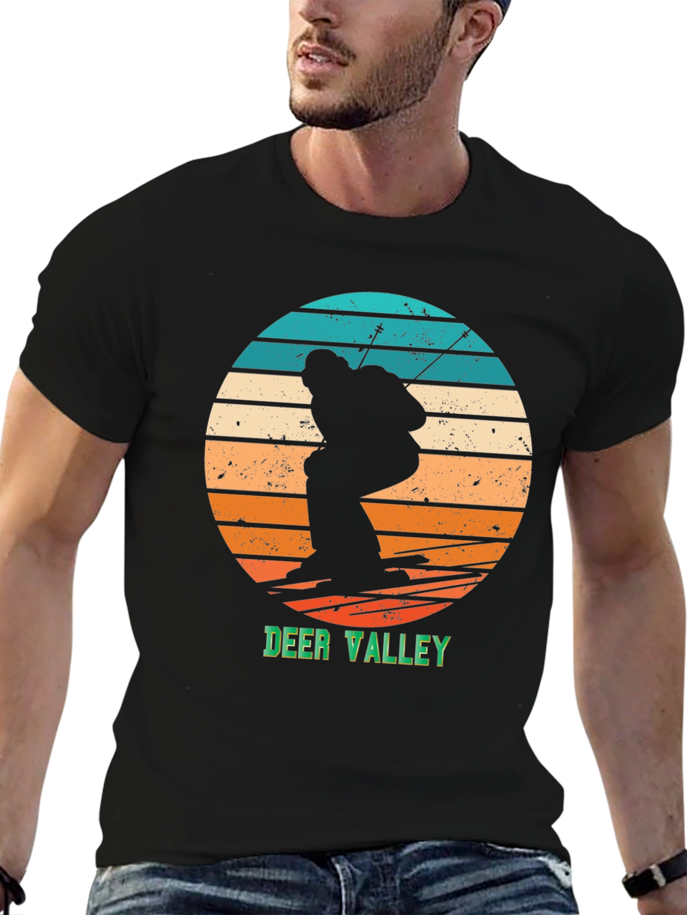 Deer Valley Ski Retro Graphic Tee - Black