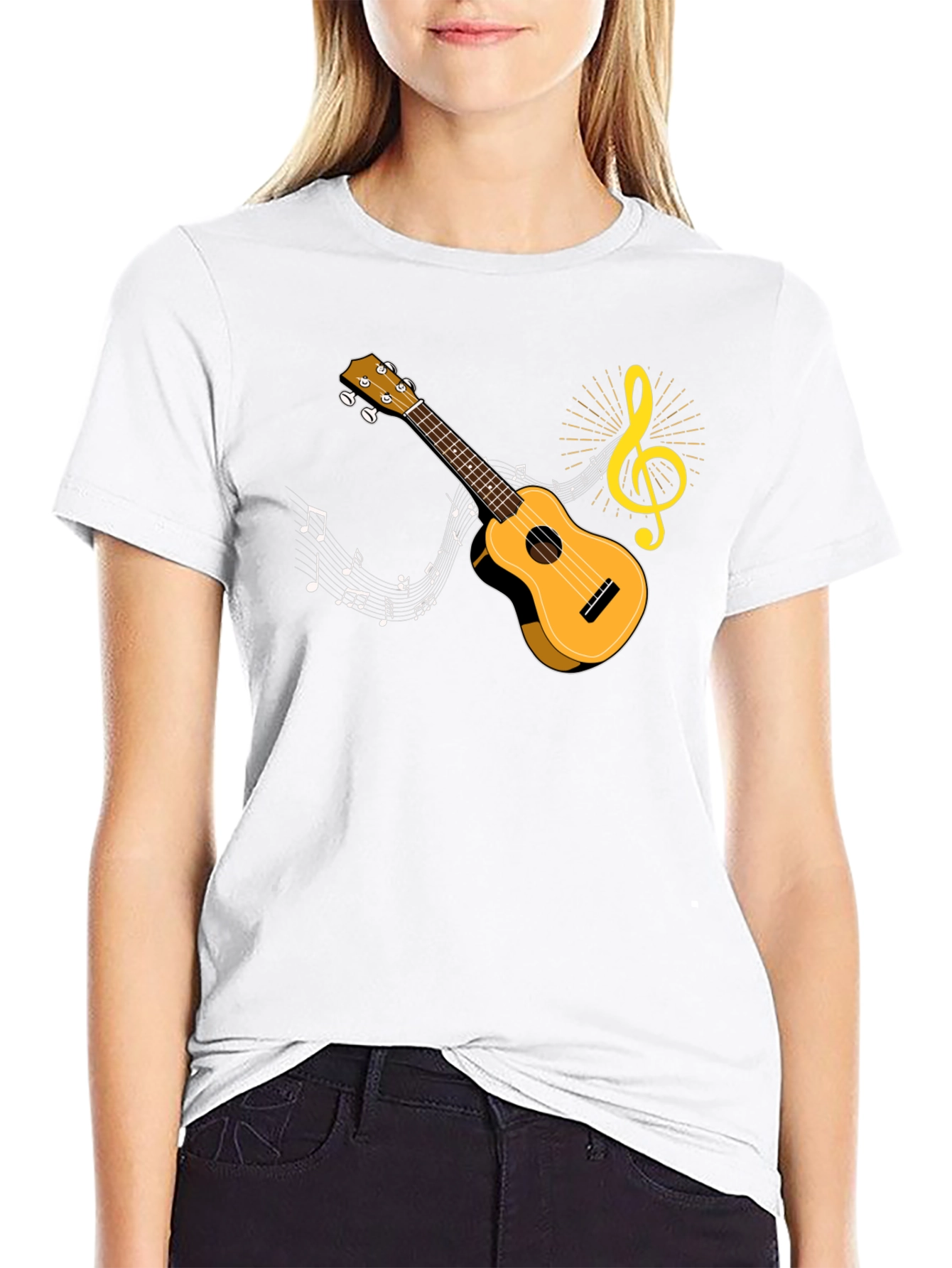 Ukulele Music T-Shirt - Musical Note Graphic Tee