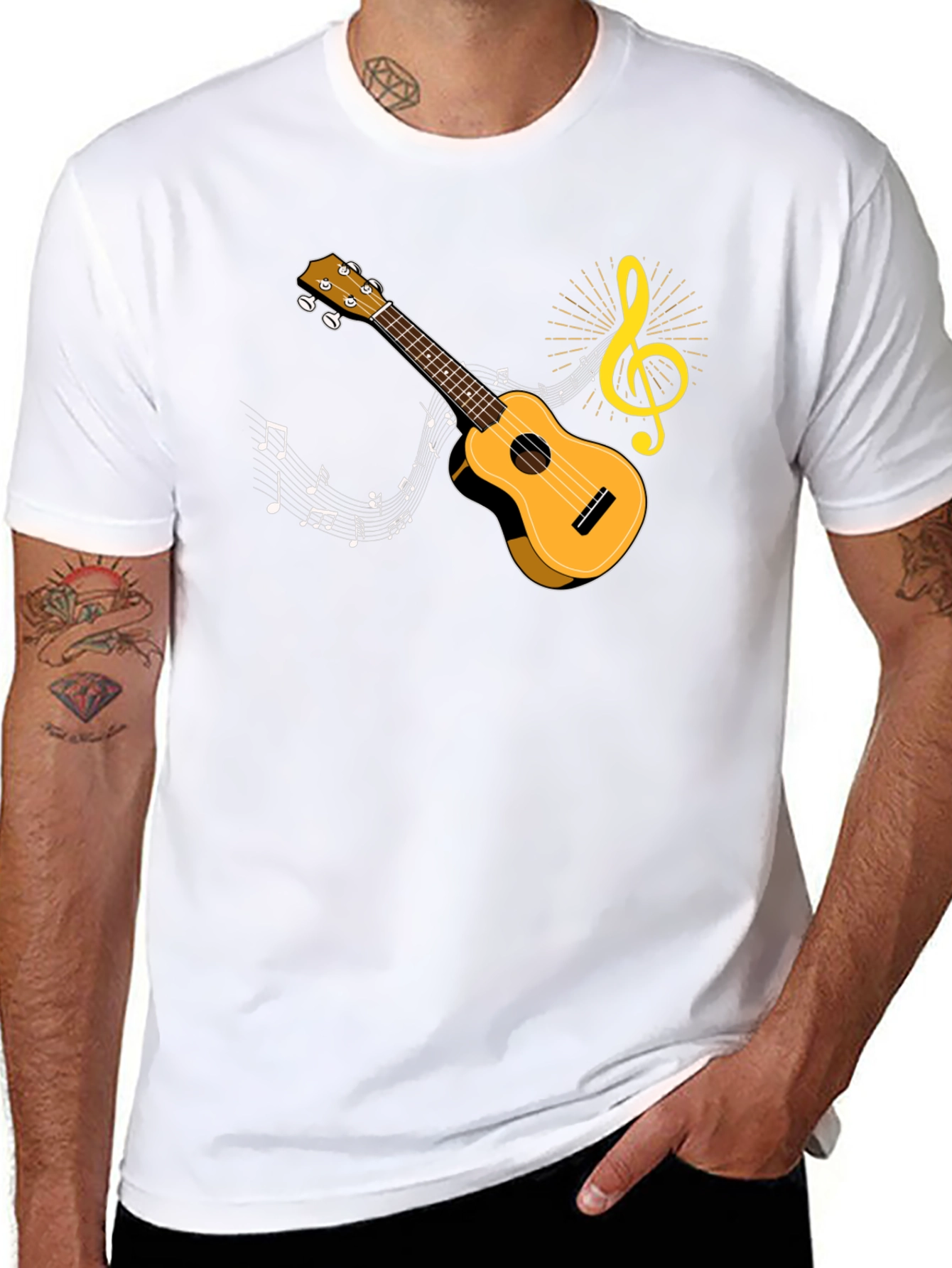 Ukulele Music T-Shirt - Musical Note Graphic Tee