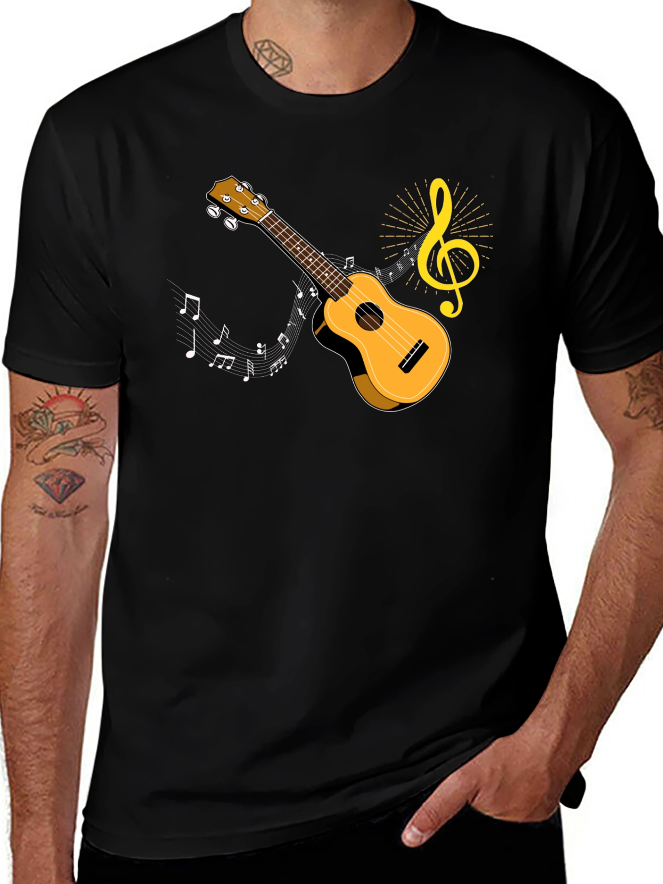 Ukulele Music T-Shirt - Musical Note Graphic Tee