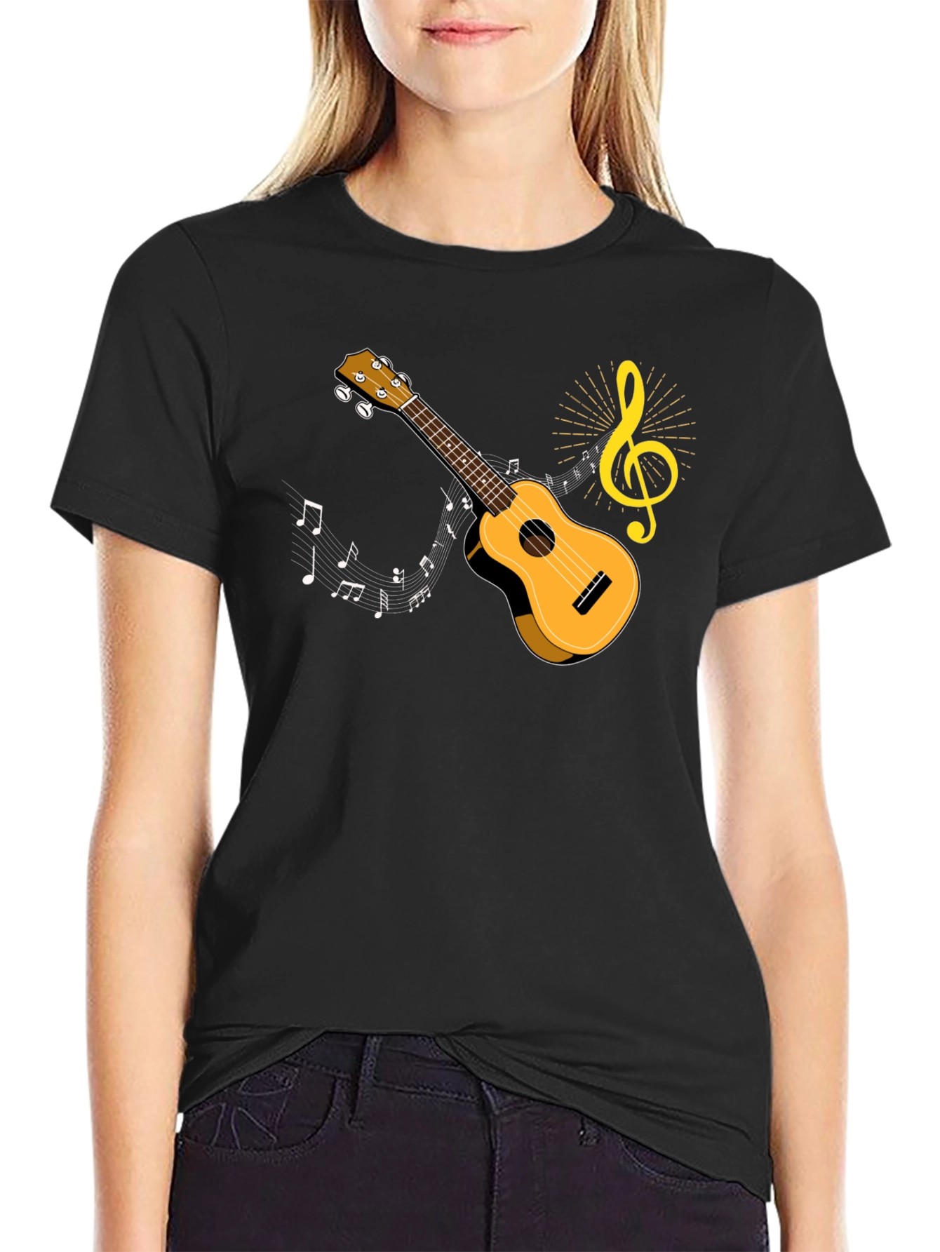 Ukulele Music T-Shirt - Musical Note Graphic Tee