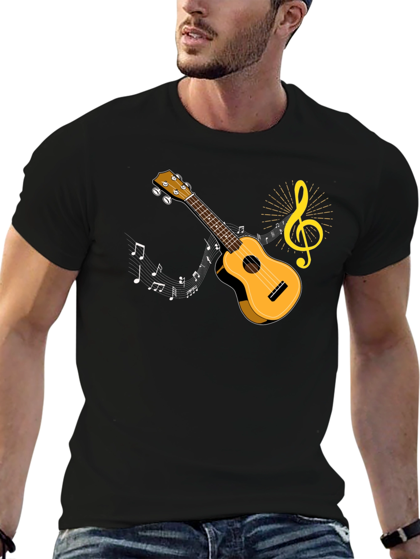 Ukulele Music T-Shirt - Musical Note Graphic Tee