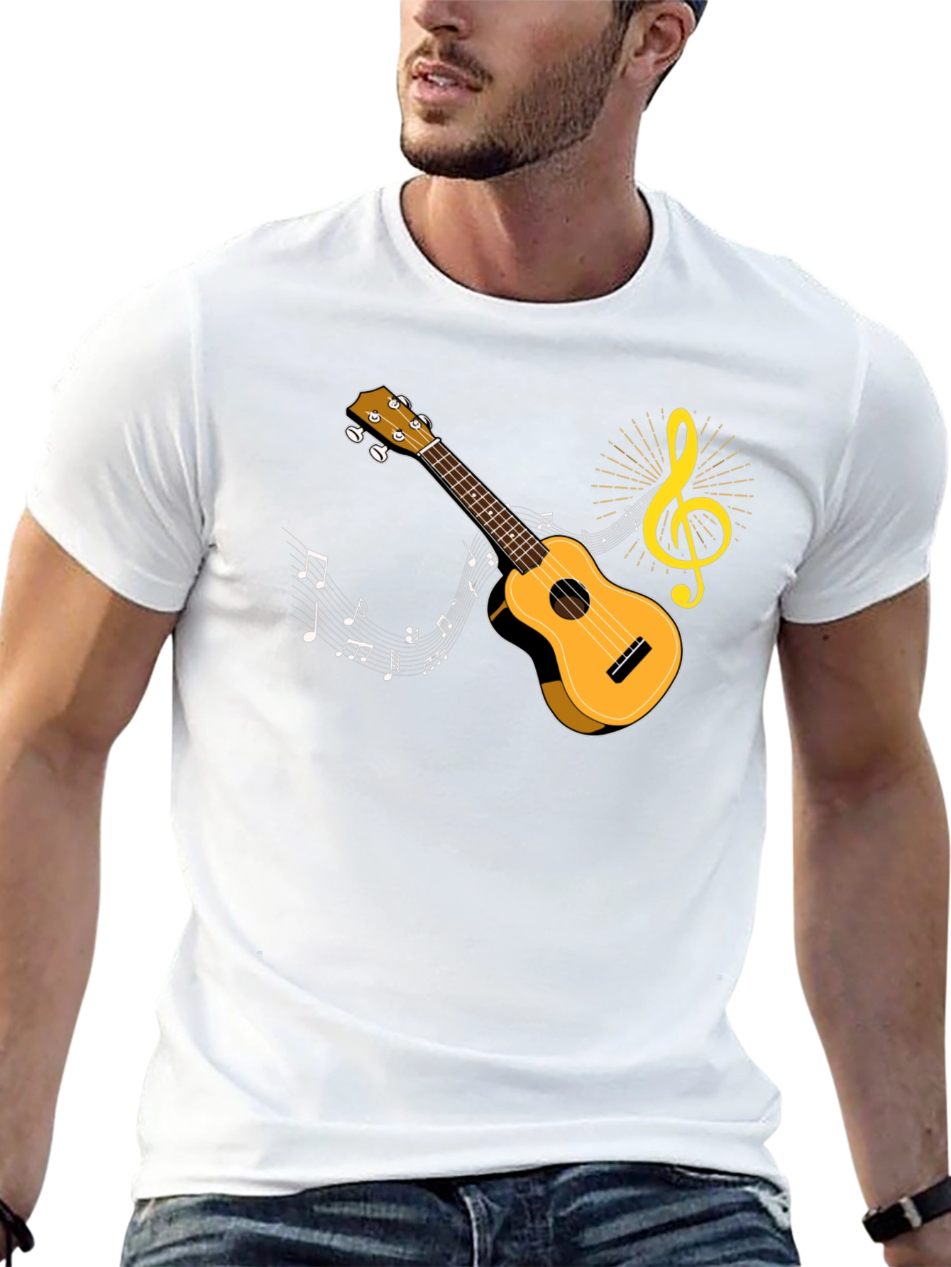 Ukulele Music T-Shirt - Musical Note Graphic Tee