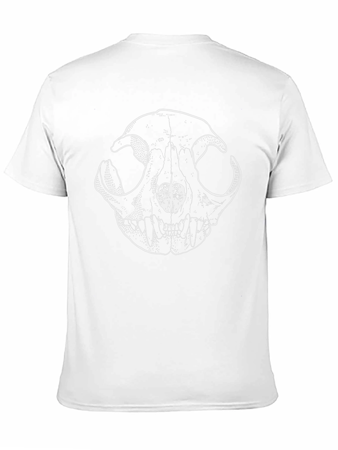 Cat Skull Graphic Tee - Black Crewneck T-Shirt