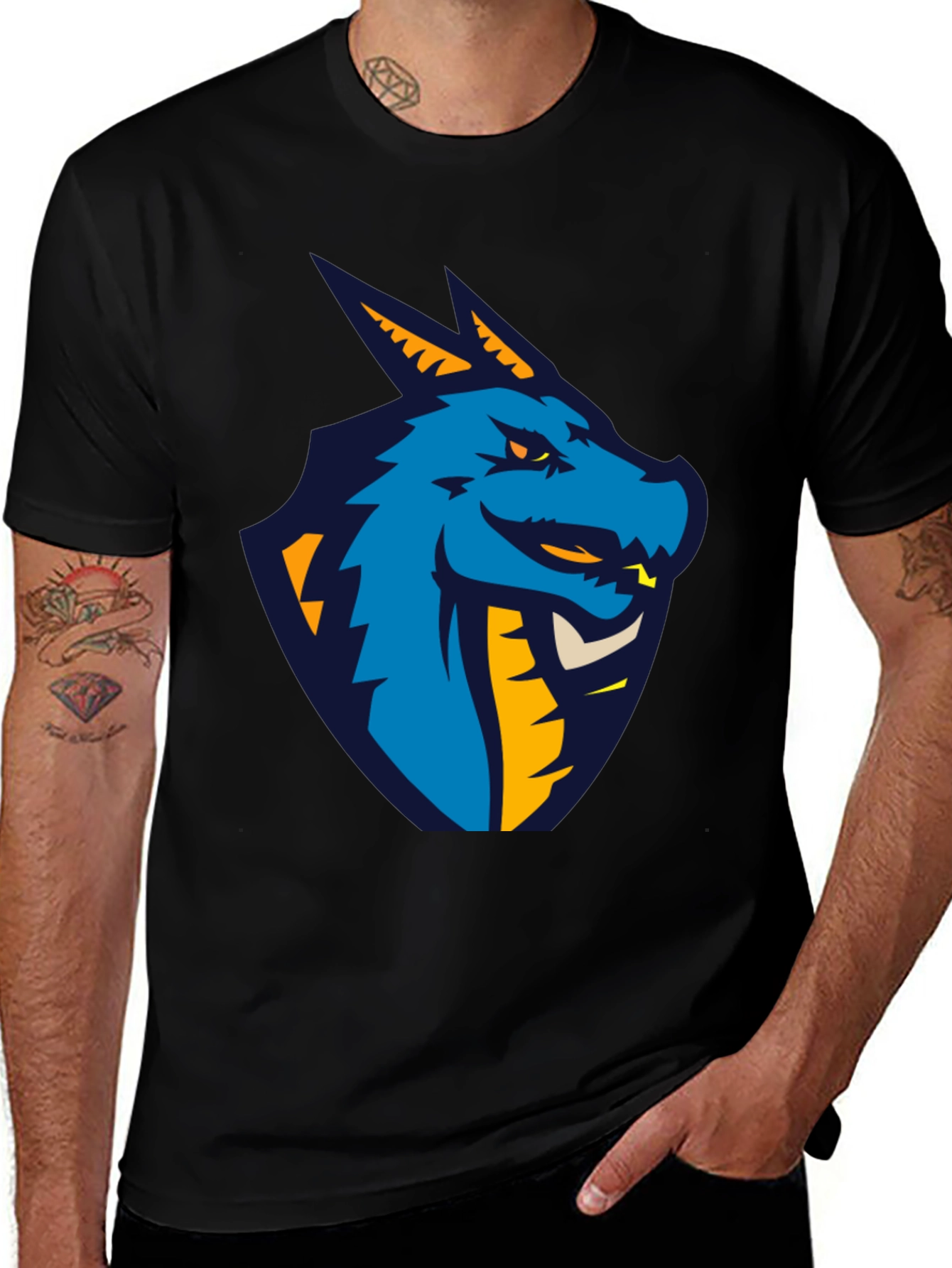 Dragon Graphic Black T-Shirt - Cool Design