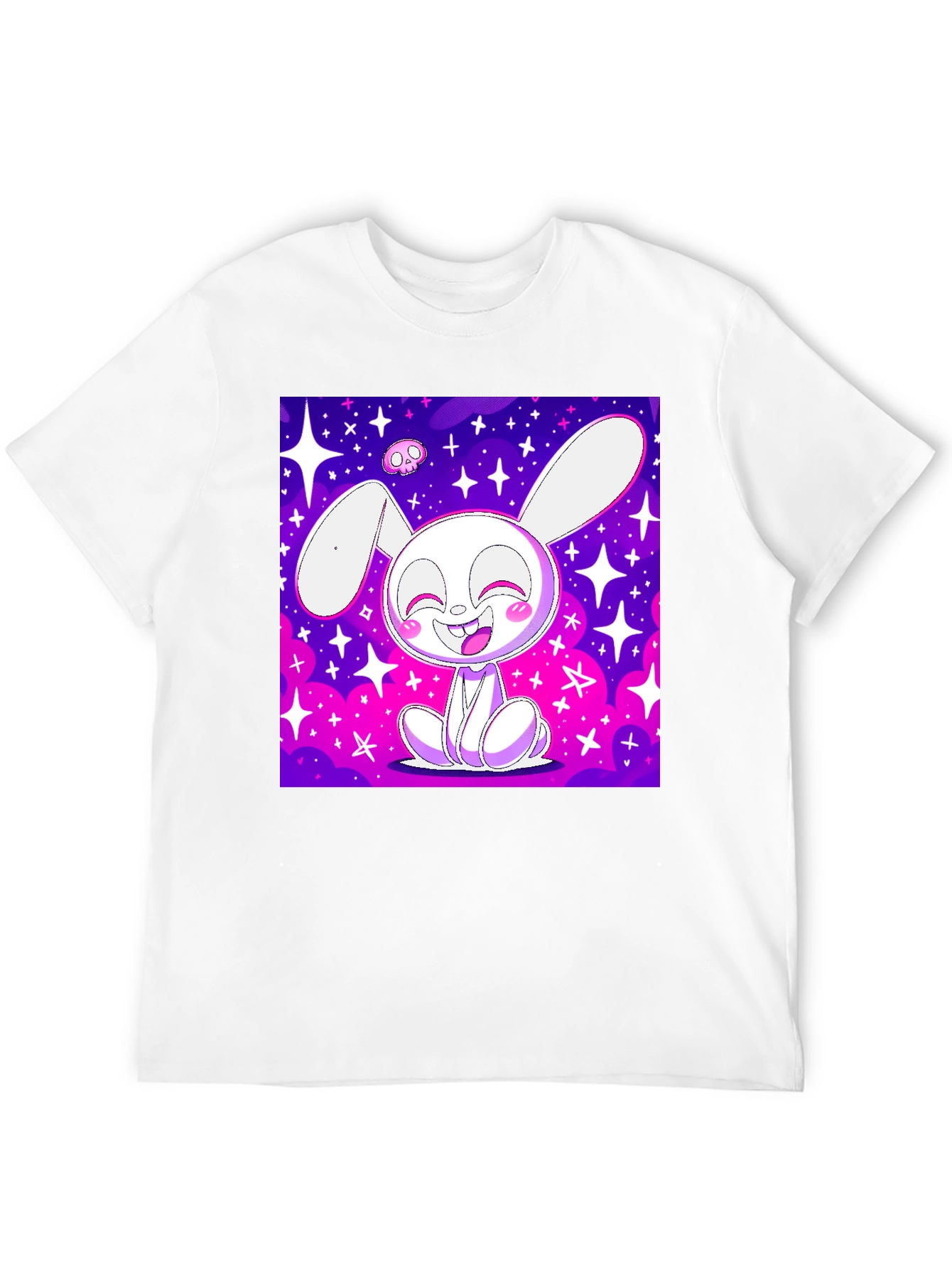 Cute Bunny Graphic Tee - Black