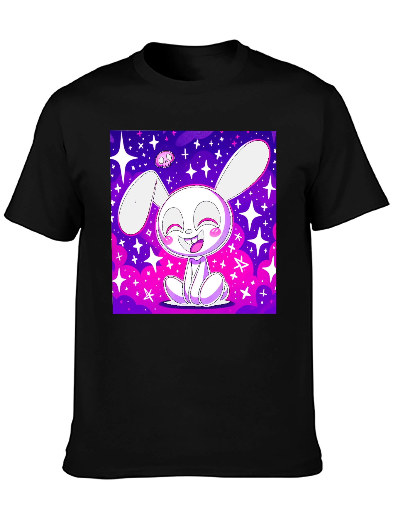 Cute Bunny Graphic Tee - Black
