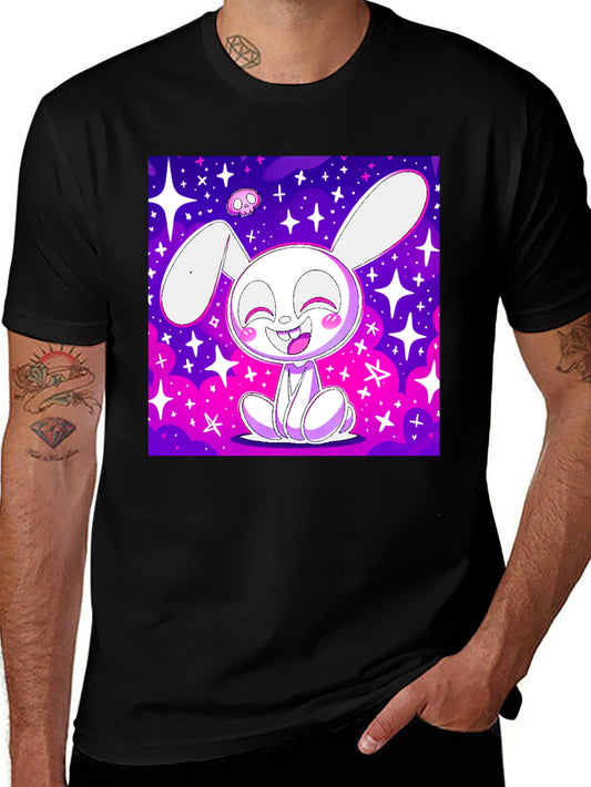 Cute Bunny Graphic Tee - Black