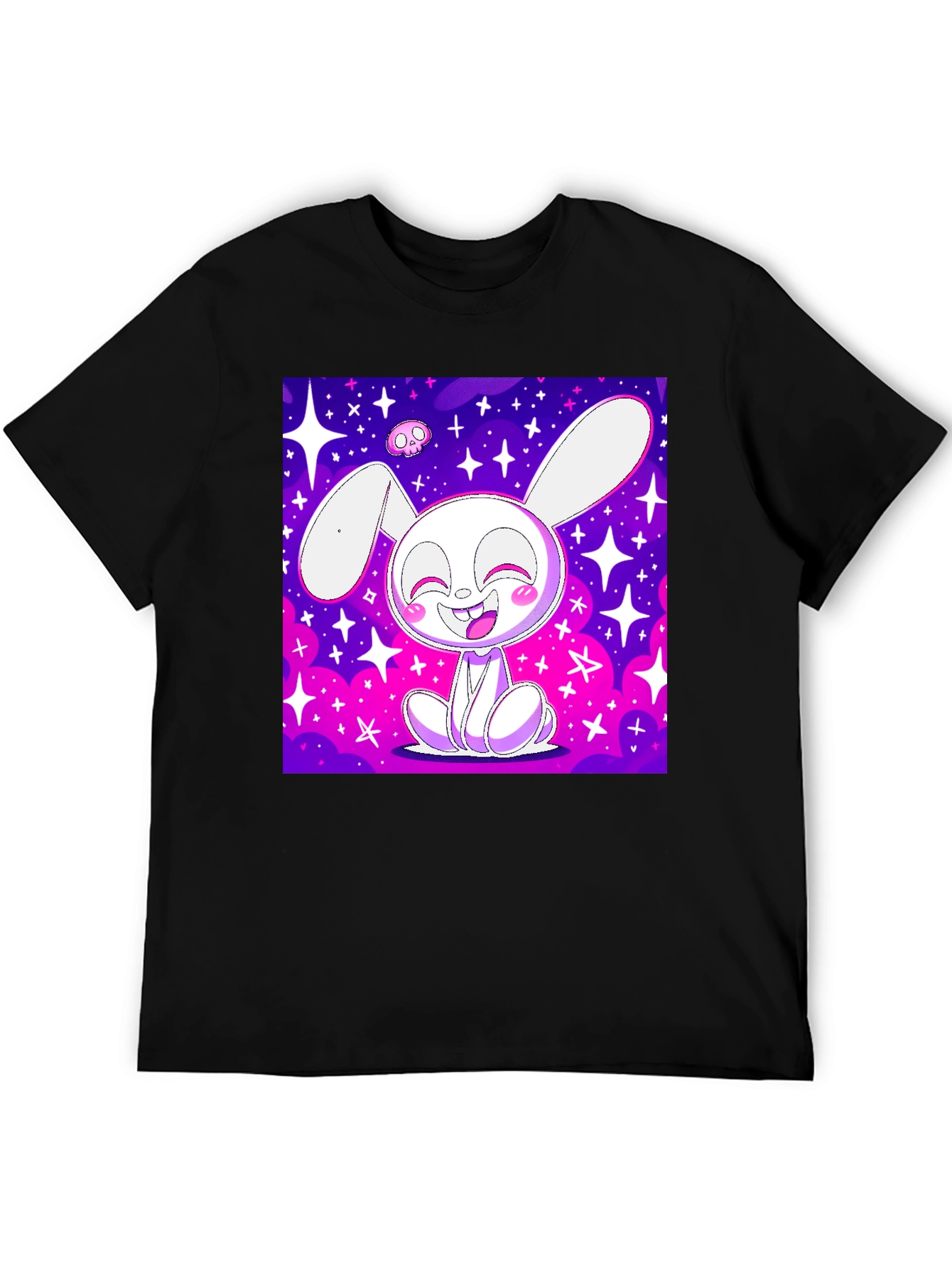 Cute Bunny Graphic Tee - Black