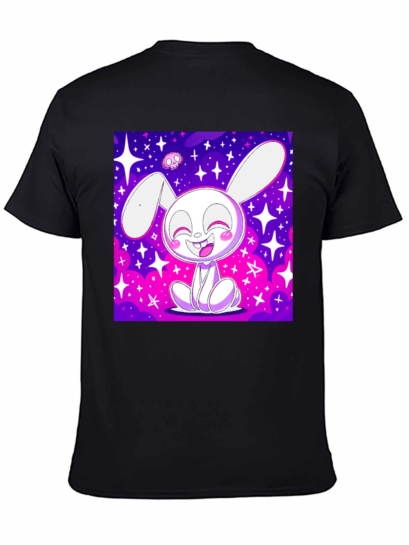 Cute Bunny Graphic Tee - Black