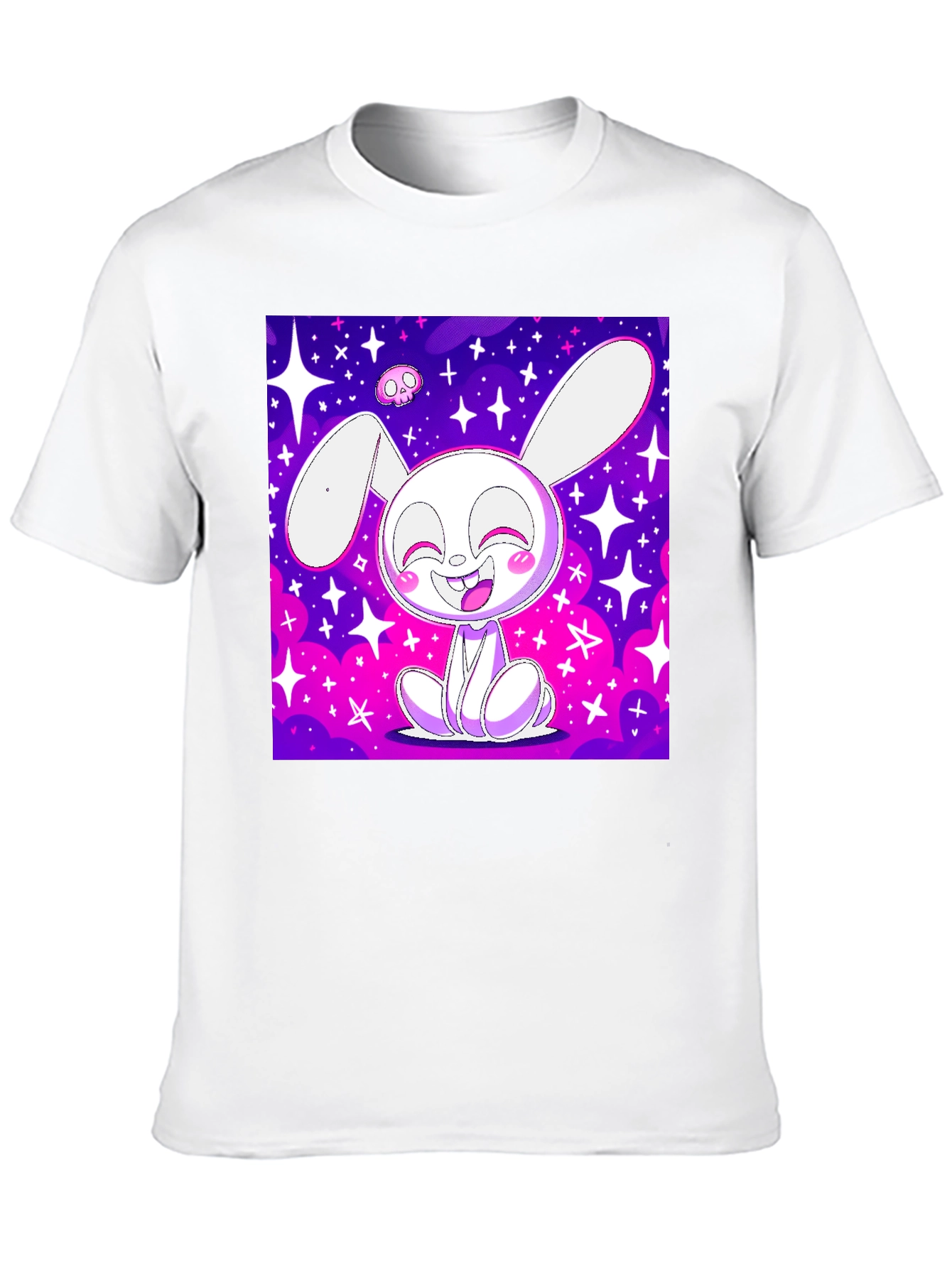 Cute Bunny Graphic Tee - Black