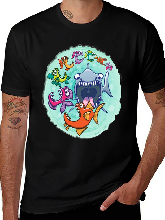 Shark Attack T-Shirt Cartoon Fish Graphic Tee