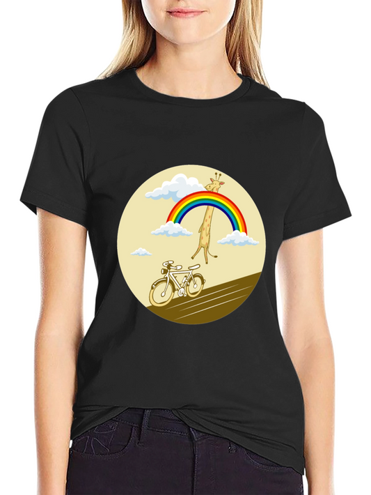 Giraffe Rainbow Bicycle Graphic Tee