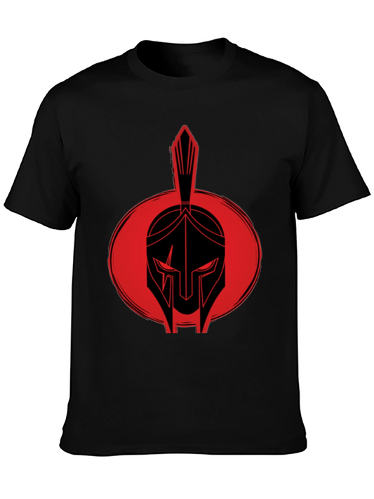 Spartan Helmet Graphic Tee - Bold Red Design
