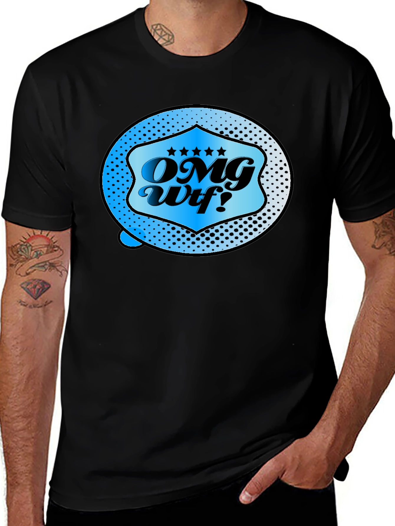 OMG WTF Graphic Tee - Novelty Mens Black T-Shirt