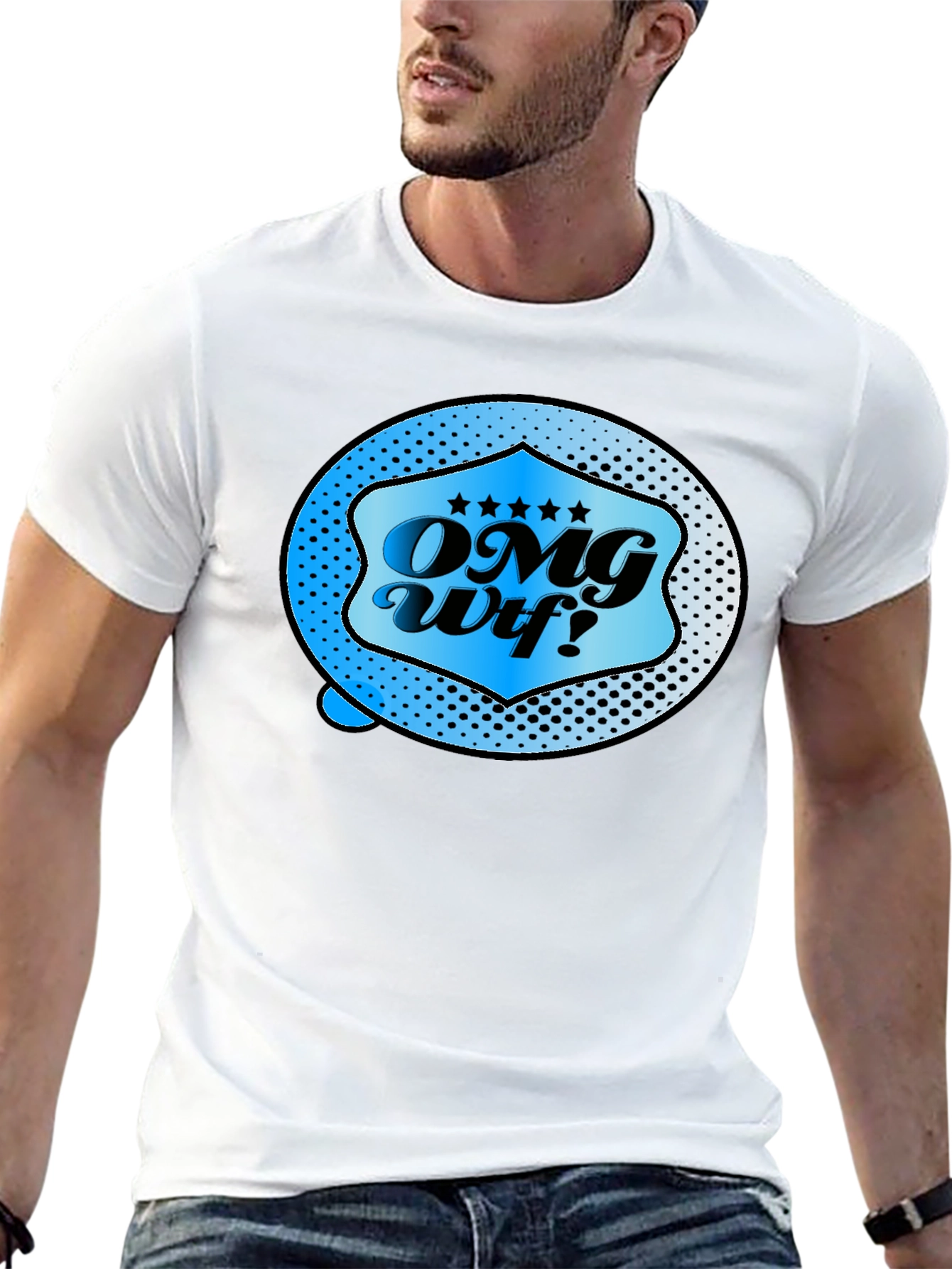 OMG WTF Graphic Tee - Novelty Mens Black T-Shirt