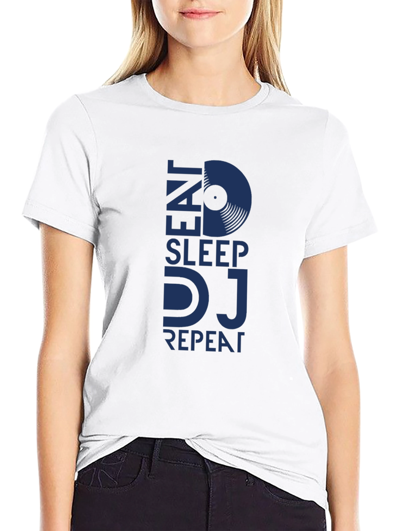 Eat Sleep DJ Repeat Black Graphic T-Shirt