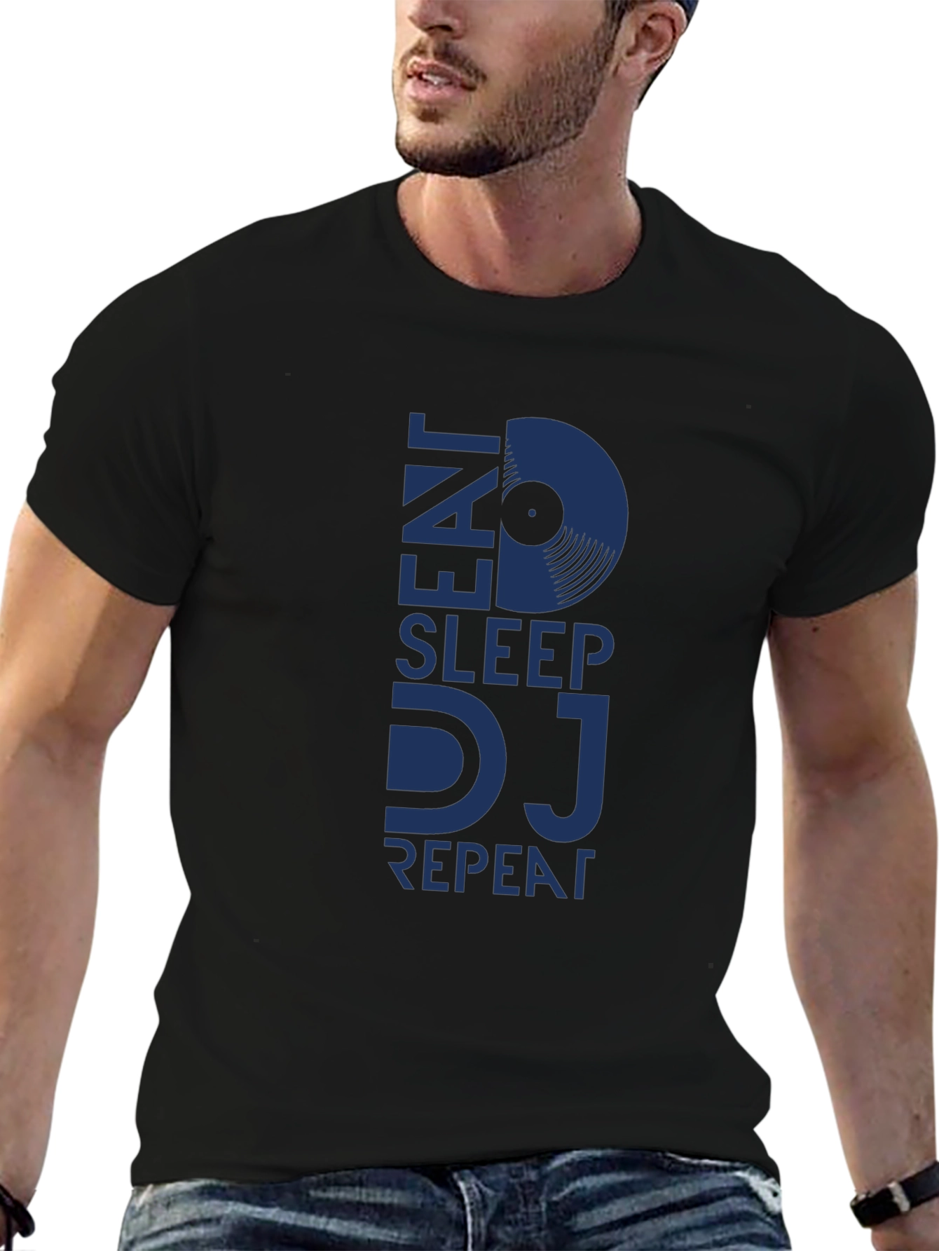 Eat Sleep DJ Repeat Black Graphic T-Shirt